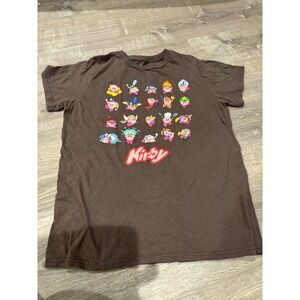 Kirby Nintendo T Shirt Brown Graphic Print Cartoon‎ Video Game Tee Sm